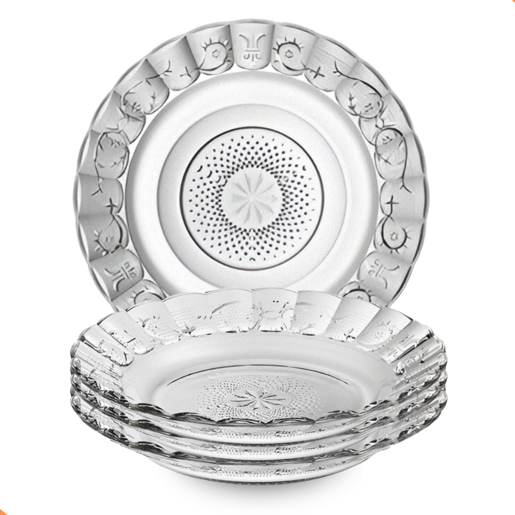 Jogo De Prato Fundo Estrela de Vidro 6 Peças Prato Egípcio 21,5cm | Transparente Mesa Posta em Oferta na Shopee