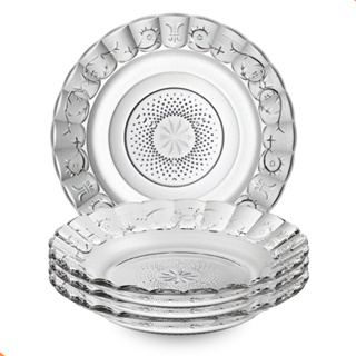 Jogo De Prato Fundo Estrela de Vidro 6 Peças Prato Egípcio 21,5cm | Transparente Mesa Posta em Oferta na Shopee