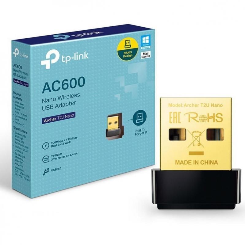 ADPTADOR USB NANO WIRELESS TP-LINK ARCHER T2U  nano AC600 433Mbps 200Mbps