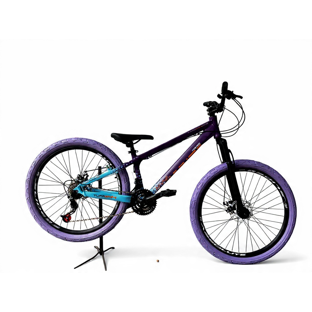 Bicicleta VikingX Aro26 Roxo Azul câmbio 21V Freio a disco Roda VMAXX preta Pneu Kenda Flame roxo