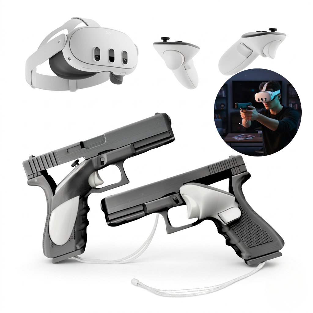 Arma Gun Pistola Suporte Controle Compativel Vr Meta Quest 3