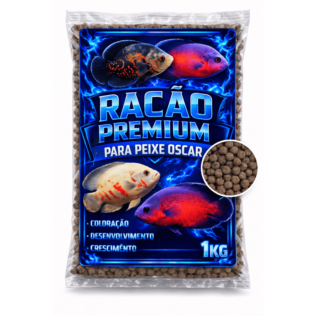 Ração para peixe OSCAR , Coloração e Desenvolvimento 1kg em Oferta na Shopee