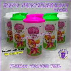 Kit c/30 Copos Personalizados 400ml Ecológico com Tampa Flip | Lembrancinha Festa Aniversário | Fazemos Todos os Temas