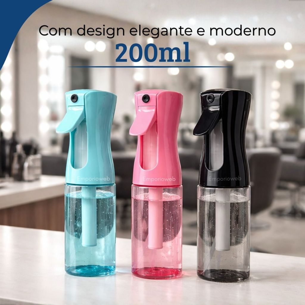 Borrifador Pulverizador Névoa Jato Contínuo Spray Barbeiro Cabeleireiro Cachos 200ml Spray Salão