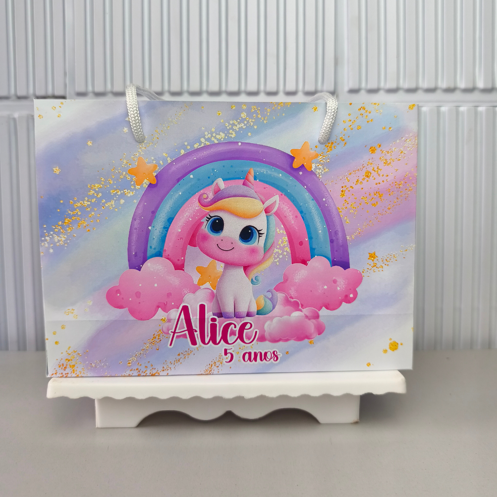 SACOLINHA PERSONALIZADA PEGUE E MONTE UNICÓRNIO Lembrancinha Festa infantil sacolinha surpresa