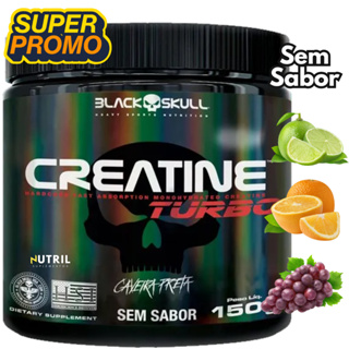 Creatina Monohidratada 150g - Creatine Turbo Black Skull - Energia - Força - Ganho de Massa Muscular em Oferta na Shopee