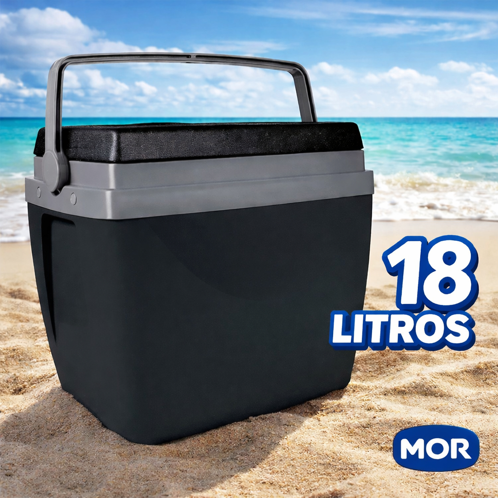 Caixa Térmica 18 Litros Preta Com Alça Cooler Mor em Oferta na Shopee