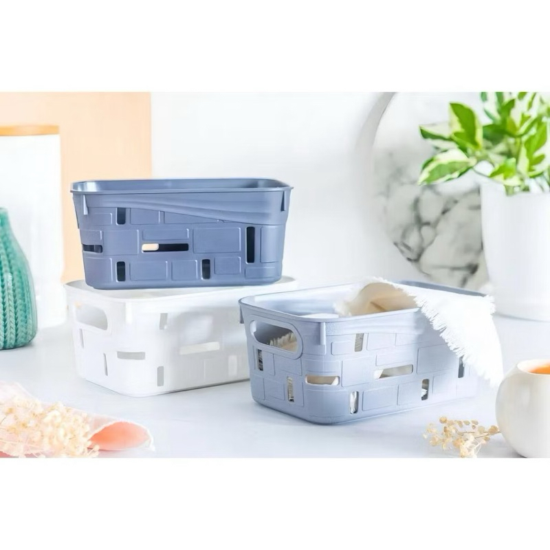 CESTA PLÁSTICA | TAM.: 25X10CM | CAIXA ORGANIZADORA | CASA E DECORAÇÃO | PORTA TRECO | UTENSÍLIOS | CESTA COM TAMPA