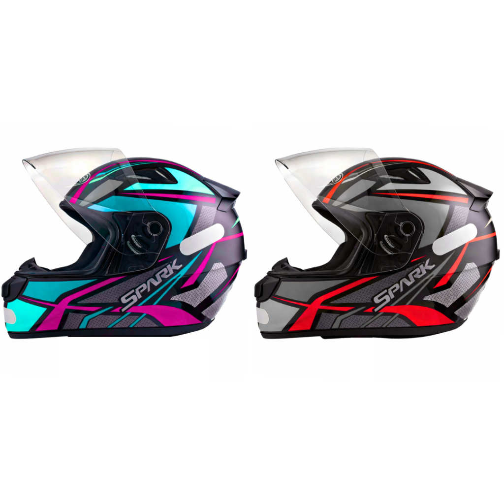 Kit 2 Capacetes Spider Tiffany e Spider Vermelho Casal Com Narigueira Ebf