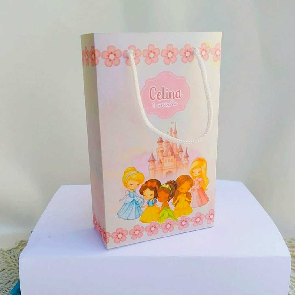 Kit Sacolinha Surpresa Personalizado PRINCESAS CUTE CANDY Lembrancinhas Aniversário PEGUE E MONTE