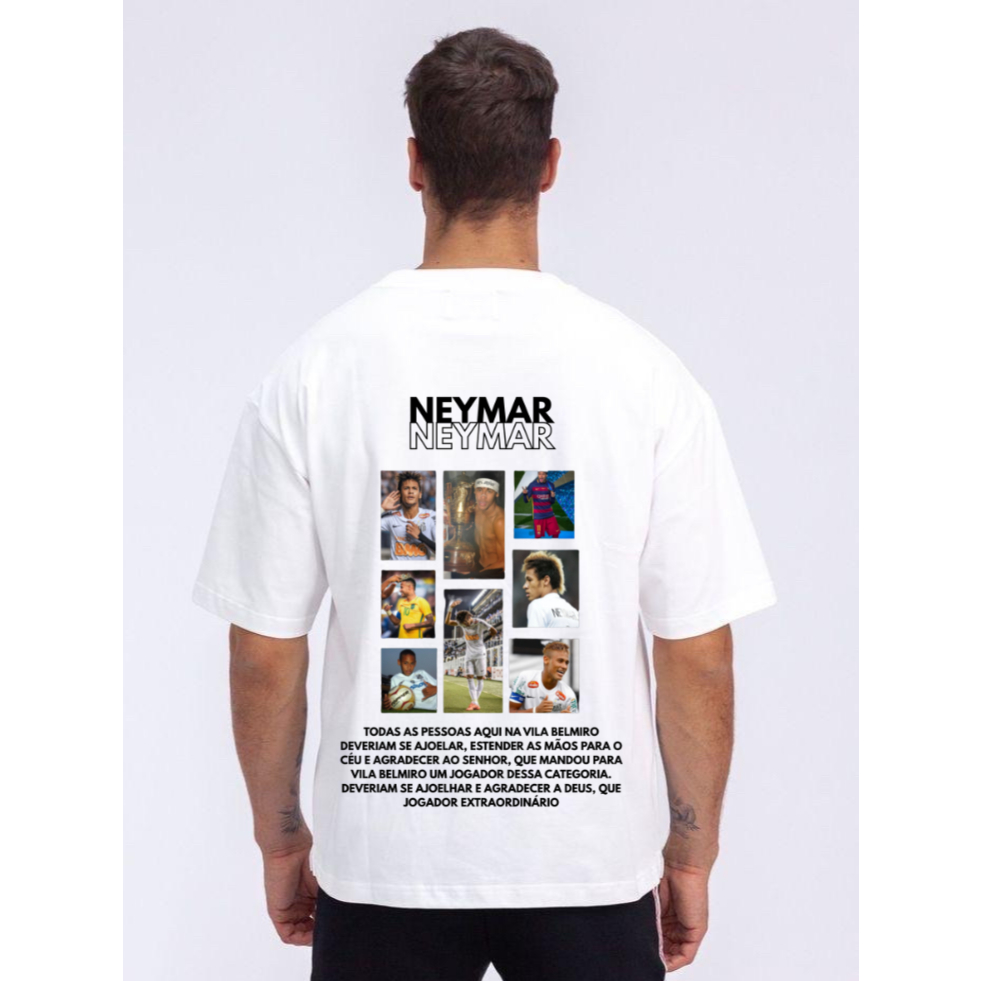 Camiseta Masculina Estampada Futebol Jogador Brasileiro Torcedor Estilo Esportivo Algodão Confortável Moda Futebol