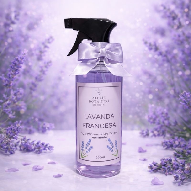 Imagem Home Spray Lavanda Francesa 500ml – Aromatizador de Ambiente e Tecidos com Laço Decorativo | Perfume Relaxante