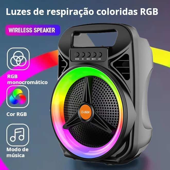 Caixa de Som Bluetooth Portátil 2200W PMPO LED + Microfone RGB/Microfone/USB/SD/Aux