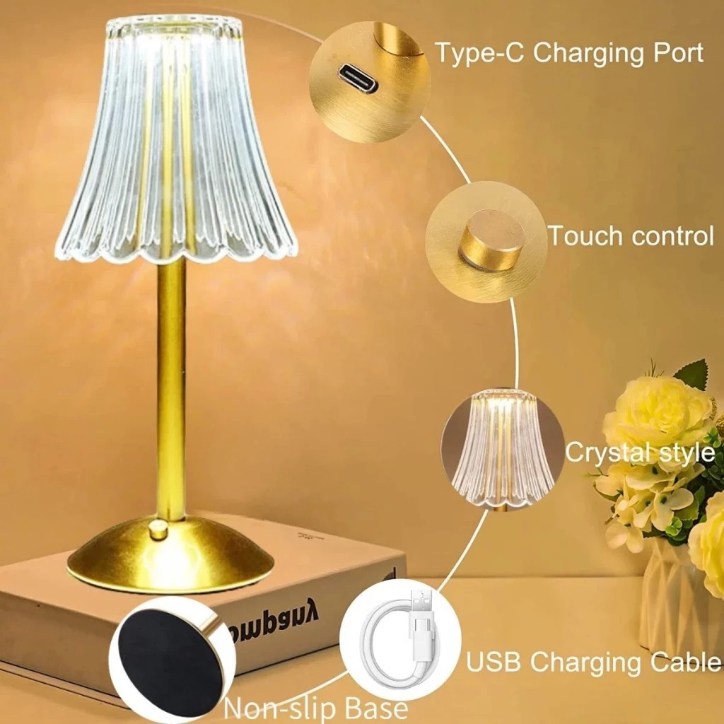 Lâmpada Abajur Mesa Com Barra Led Sensor Toque De Luz Quarto Sem Fio 3 Cores