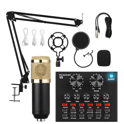 Interface Mesa V8 + Microfone Bm800 Com Braço Articulado Microfone profissional
