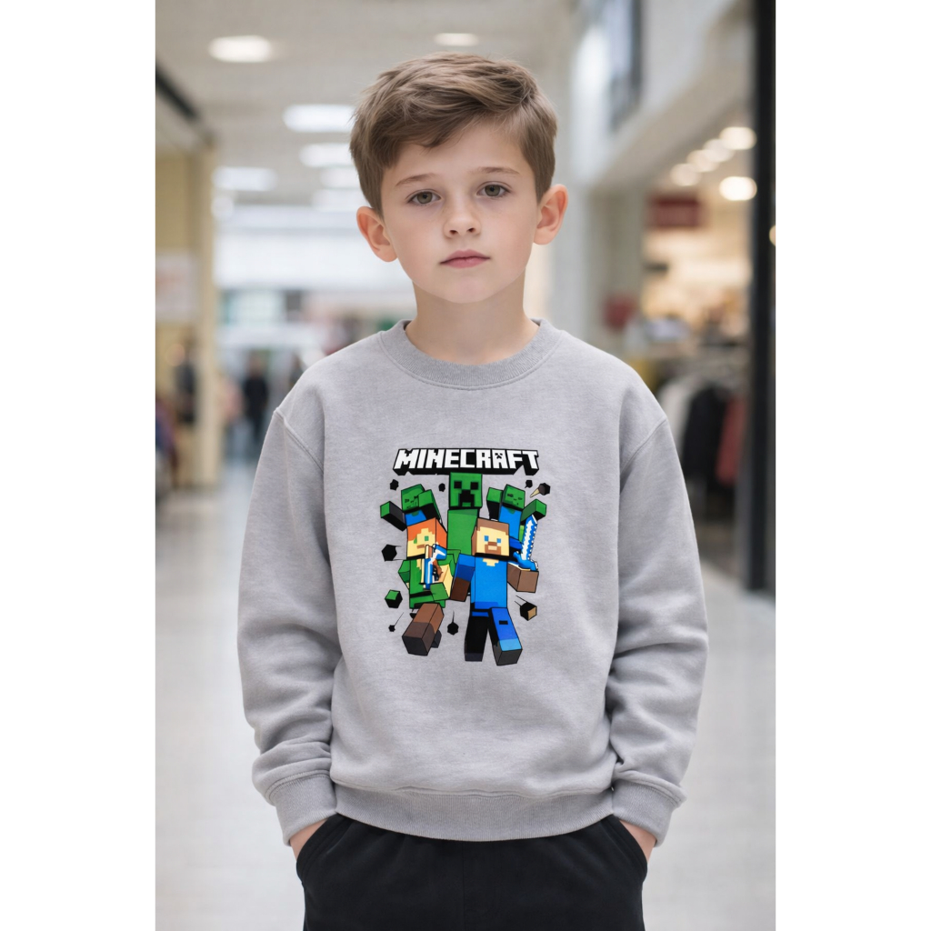 Moletom Infantil Minecraft Game Meninos Blusa de Frio Flanelado