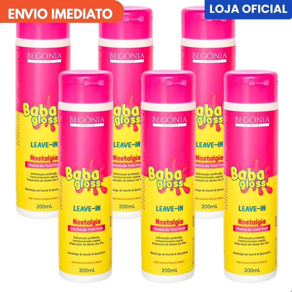 KIT Creme de Pentear Begonia Baba Gloss 200ml 6 Unds