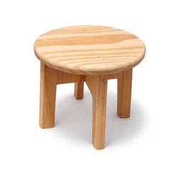Banquinho de Madeira Decorativo 24x26,5cm Cru Verniz Queimado Pinus Rústico Artesanal Decoração Vaso
