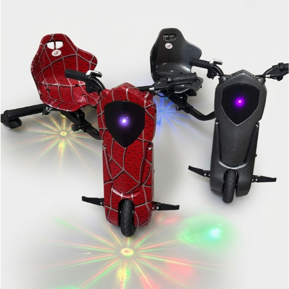 Triciclo Patinete Elétrico 350W - Triciclo Elétrico com Capacete e Cotoveleira, Homem aranha e Batman