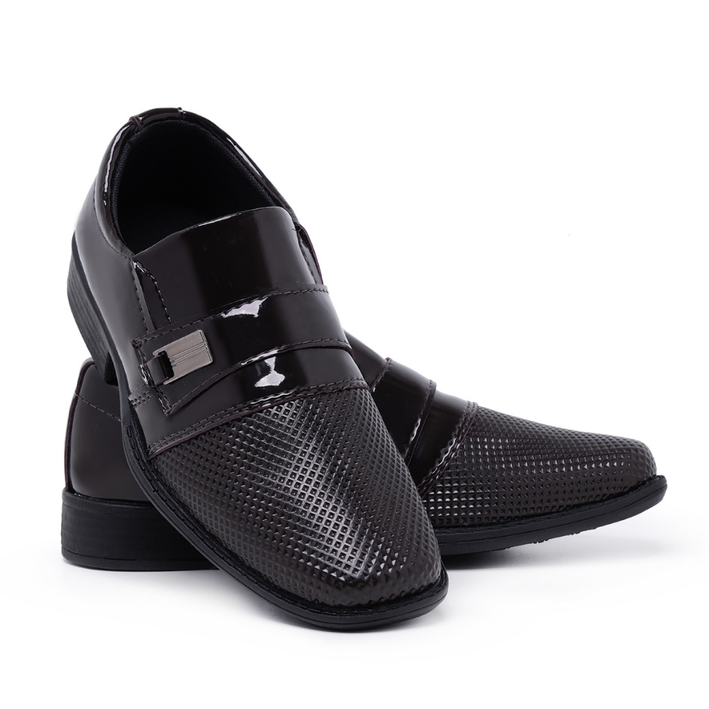 Sapato Social Infantil Menino Masculino Criança Bico Quadrado Sem Cadarço Festa Formatura Daminho