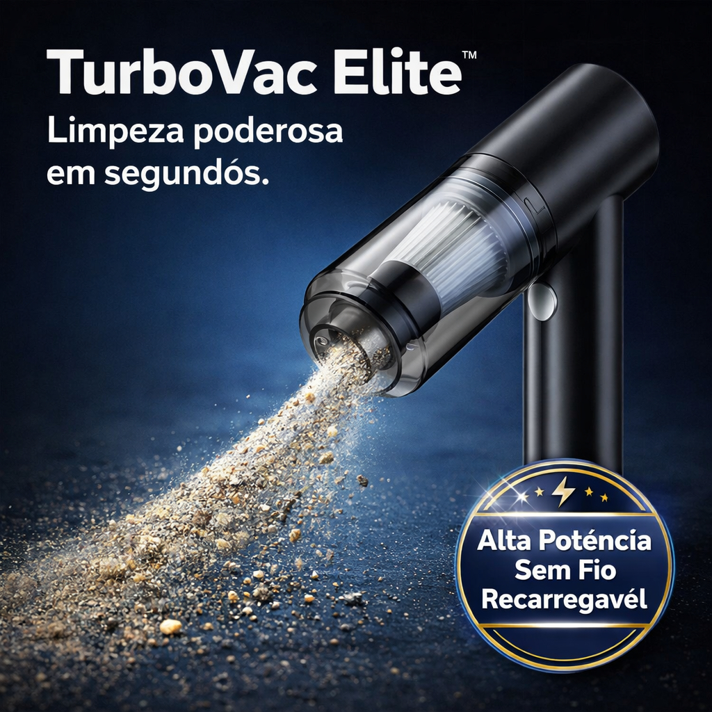 Aspirador Automotivo Portátil TurboVac Elite Sem Fio Recarregável Potente Mini Aspirador Carro