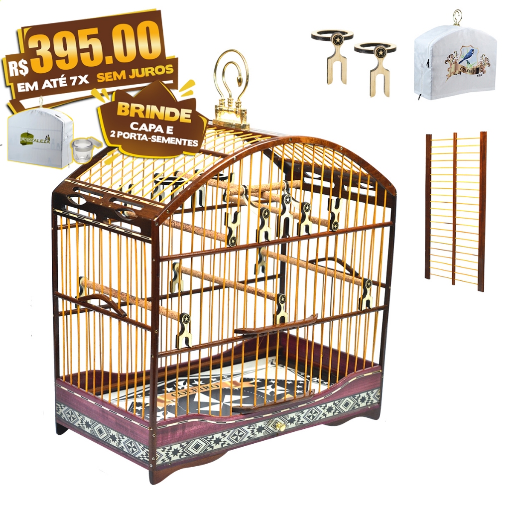 Gaiola de Coleiro Papa Capim Marchetaria de Digital e Madeira Promoção em Oferta na Shopee