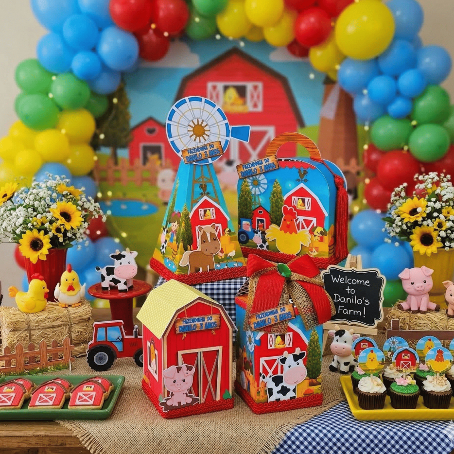 Lembrancinha Fazendinha Personalizada: Caixinha Aniversário Infantil e Kit Personalizados Fazendinha