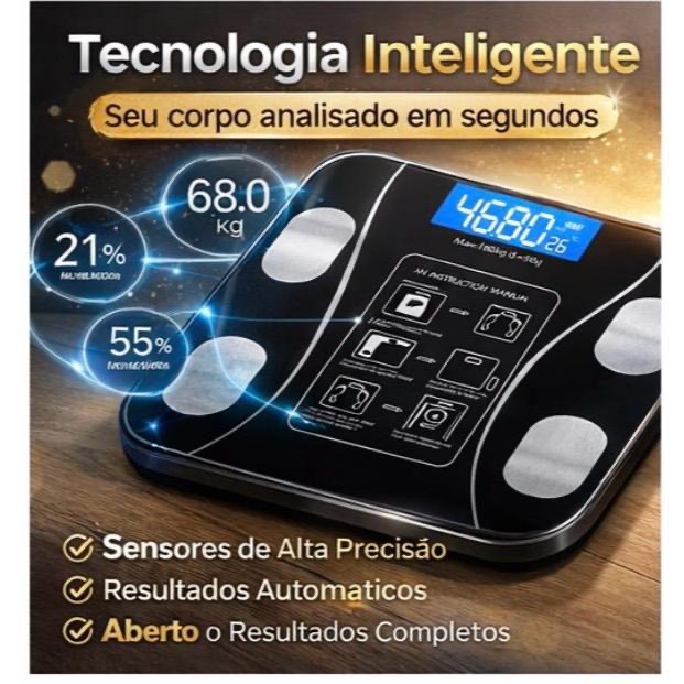 Balança Elite Pro - Balança Digital Corporal Bluetooth Medidor Bioimpedância Alta Precisão 140kg