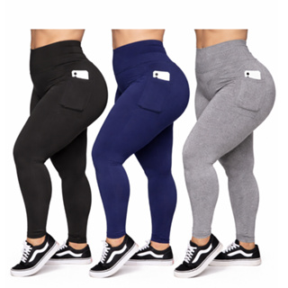Calças Legging C/ Bolso lateral  Cos Alto Grosso Academia e caminhada em Oferta na Shopee