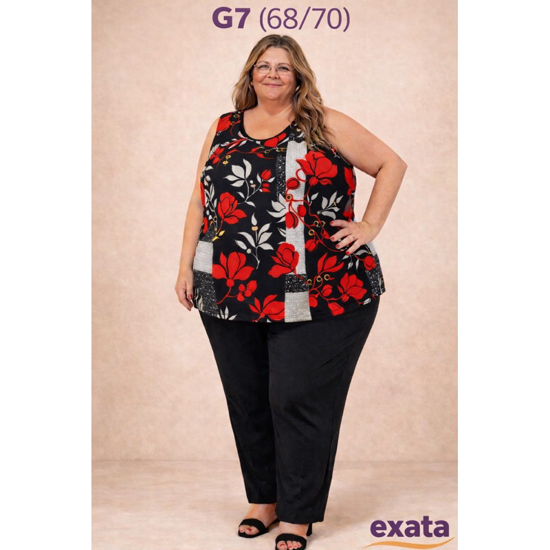 Blusa Camiseta Regata  Plus Size  Feminina Estampado em Malha Fria – Confortável em Oferta na Shopee