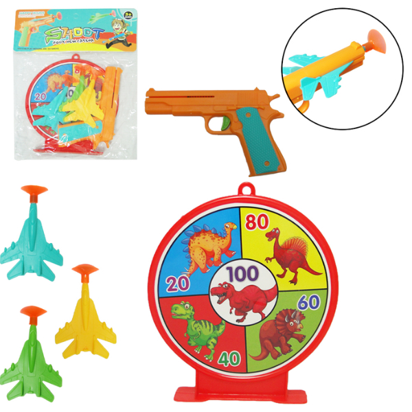 Pistola Lança Dardo com Alvo e 3 Dardos de Ventosa Brinquedo Shoot Diversão