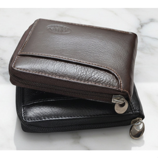 Carteira Zíper Masculina Couro Legitimo Bovino Fecho Zíper Especial Cor Marrom em Oferta na Shopee