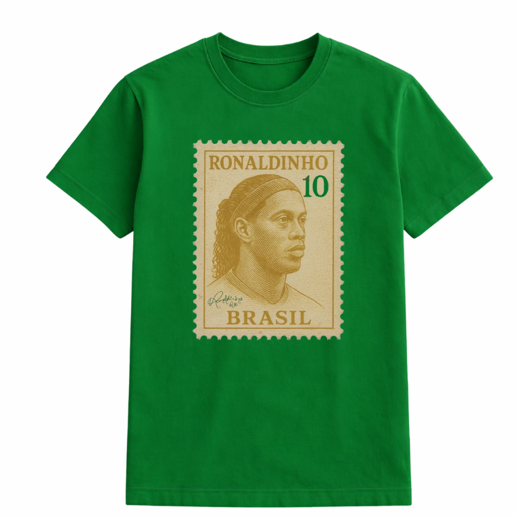 Camiseta Ronaldinho Gaúcho Estampa Frontal Camiseta Futebol Brasil Retrô Algodão Masculina