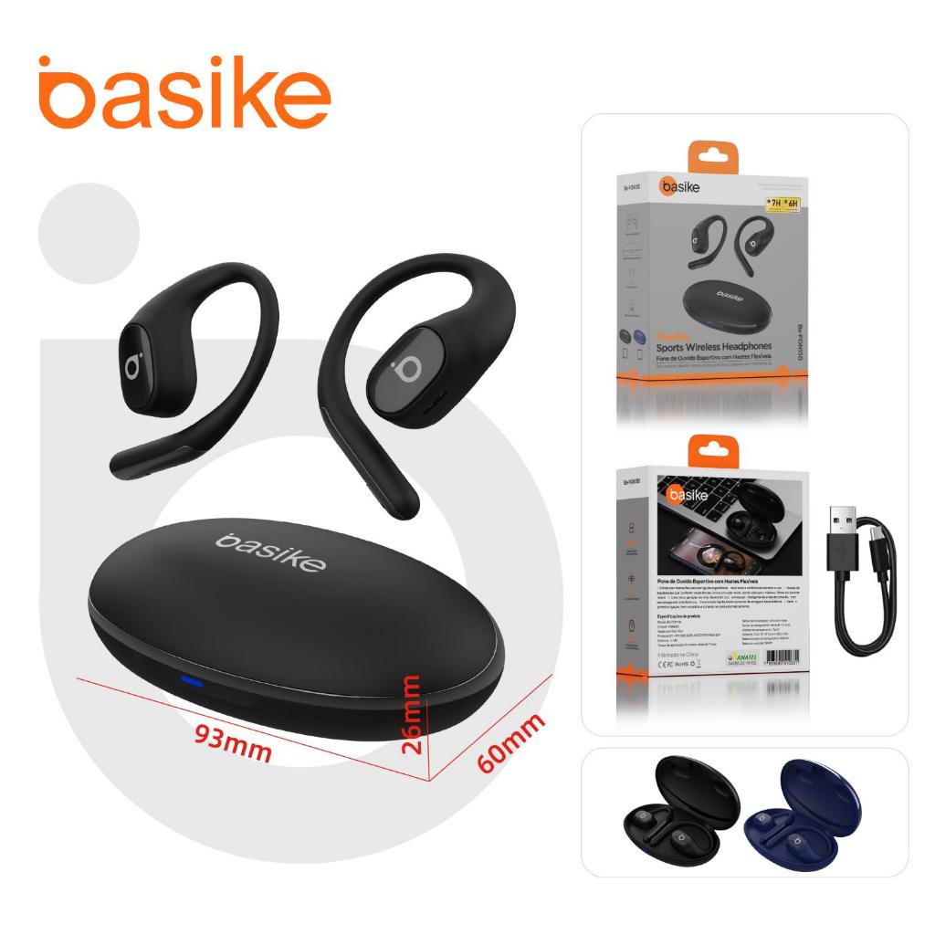 Kinvo & Basike Fones Bluetooth 5.4 Sem Fio ENC，Fones de Ouvido Ergonômicos Sport Gancho Esporte Prova Agua Microfone — R$ 109,99 em Shopee, 63% OFF