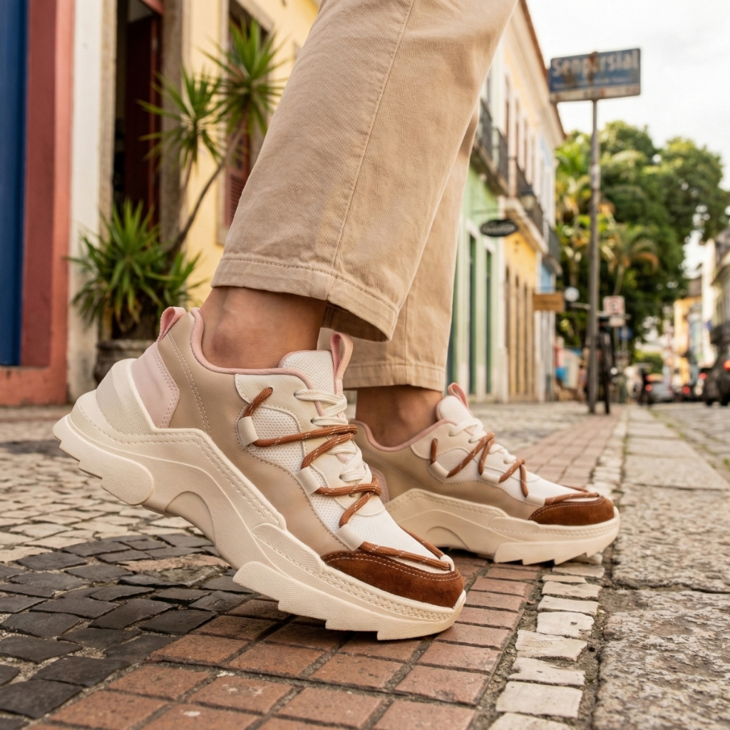 Tênis Feminino Sneaker Plataforma Tratorado, Original e Confortável em Oferta na Shopee