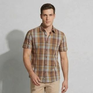 CAMISA MASCULINA XADREZ TARTAN - MANGA CURTA - CASUAL 100% ALGODÃO