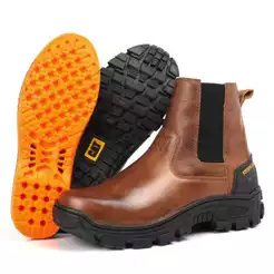 Bota Botina Masculina Caterpillar Couro Legítimo Palmilha Anti Impacto Gel Bico Reforçado