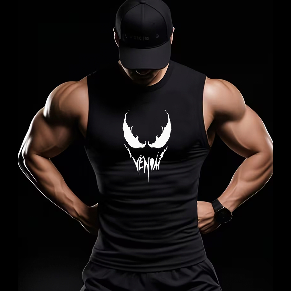 Camiseta Regata De Compressao Logo Venom Spider Symbiote Gotico Anime Gym Fitness