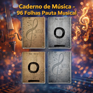 Caderno de Música Universitário Credeal 96 Folhas Pauta Musical + Espiral Resistente, Capa Dura em Oferta na Shopee
