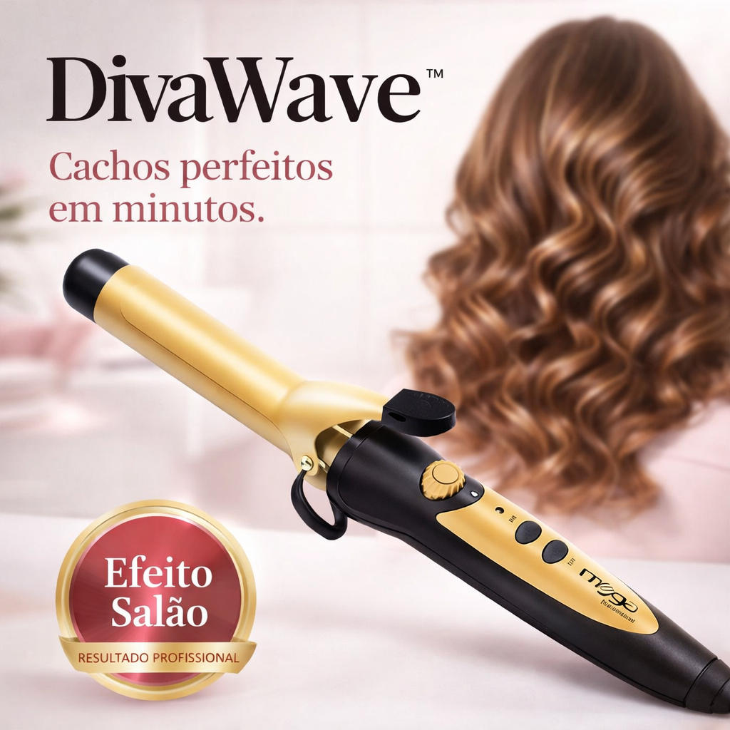 Modelador de Cachos Profissional Bivolt Cerâmica Babyliss Cachos Perfeitos Rápido DivaWave