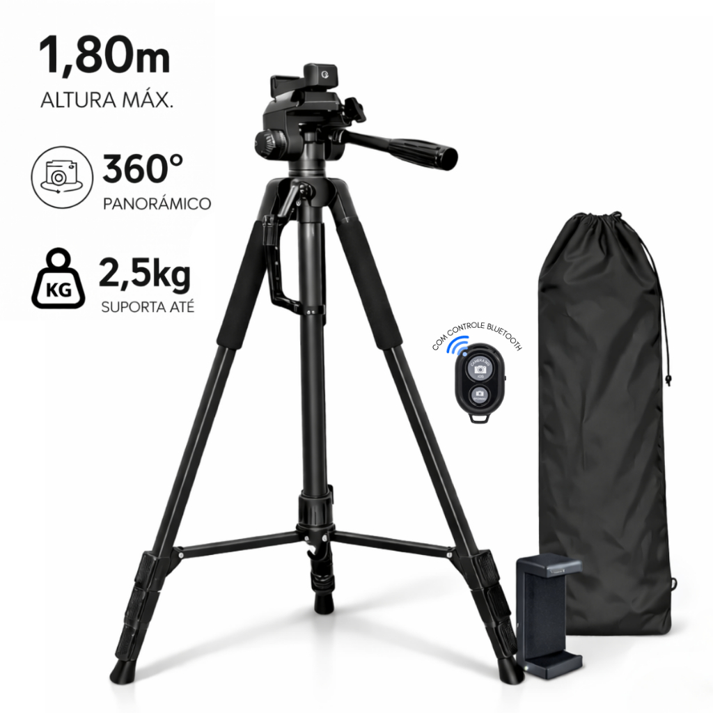 Tripé 1,80m Universal Câmera Canon Nikon Sony Suporte para Celular até 2,5kg Bolsa para Transporte em Oferta na Shopee