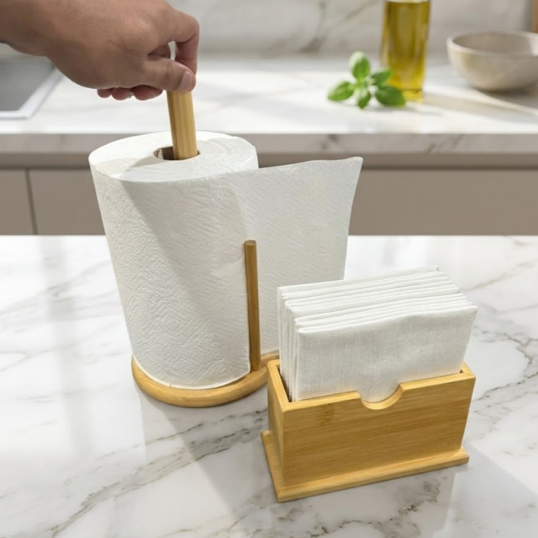 Porta Guardanapo e Suporte de Papel Toalha Grande para Mesa Bancada Cozinha