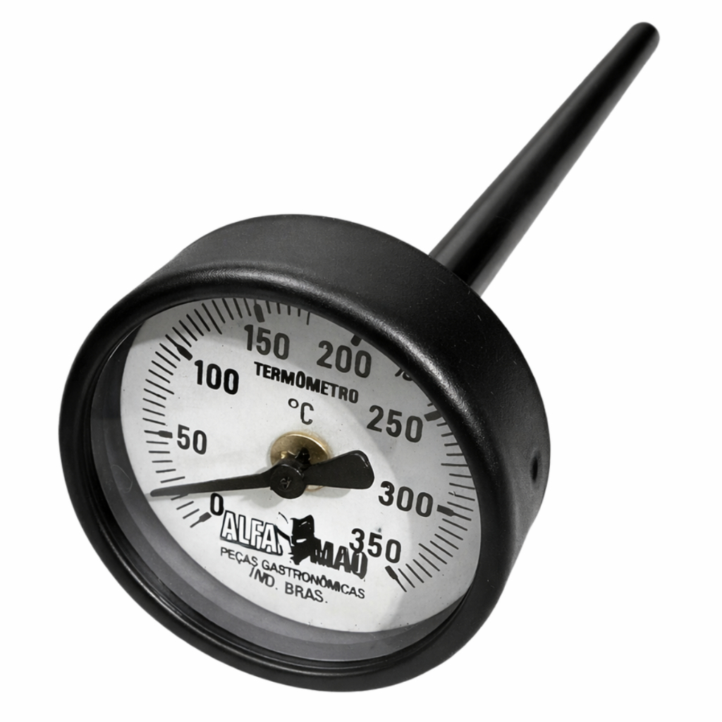 Termometro 2'' Para Caldeira Iglu Forno Lenha Haste 20cm Horizontal