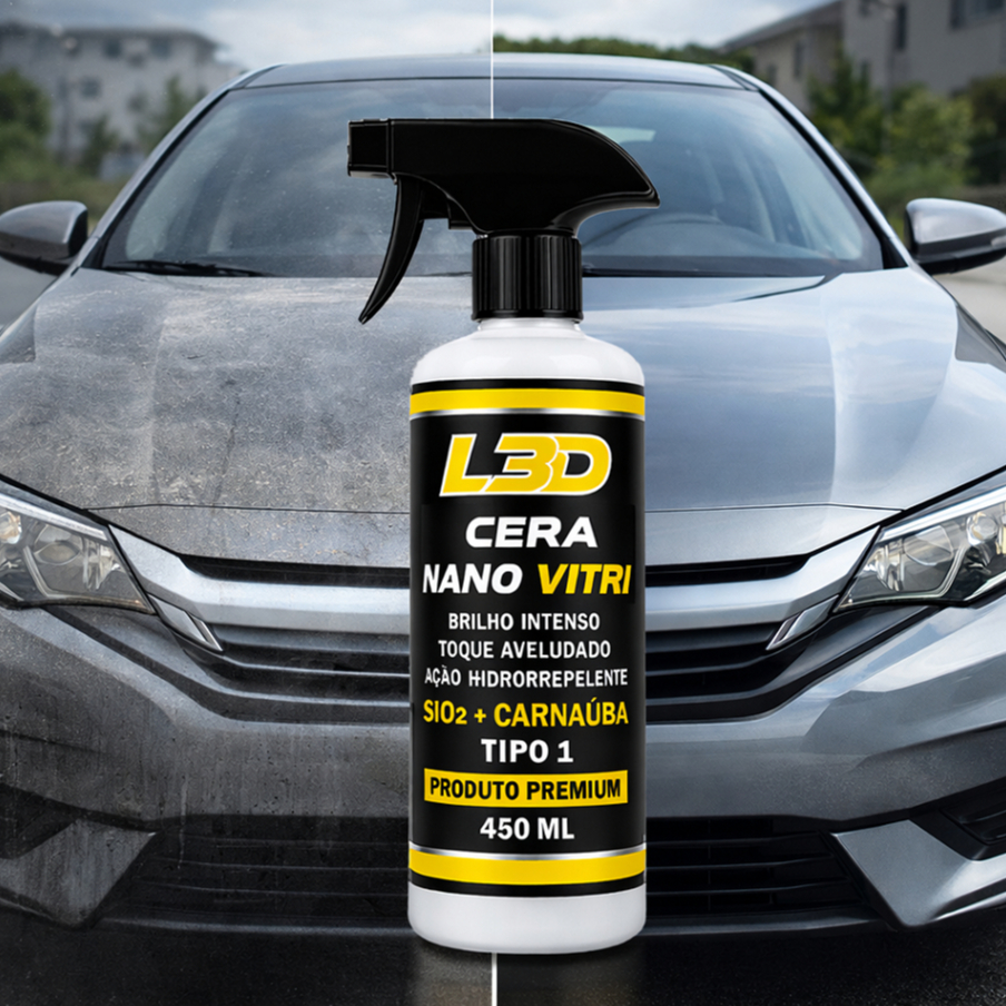 Cera Nano Vitri L3D 450ml Cristalizadora Automotiva com SiO₂, Brilho Espelhado e Proteção Premium em Oferta na Shopee
