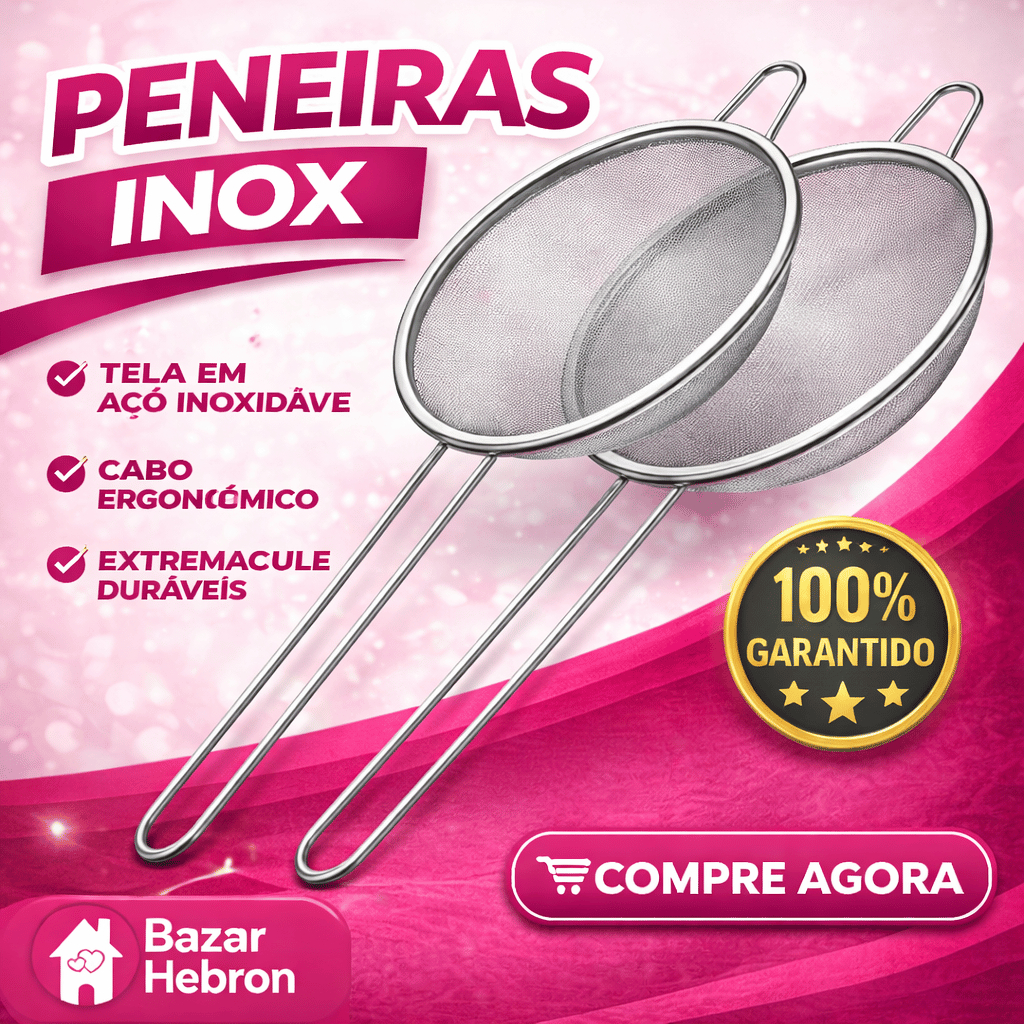 Kit 2 Peneiras Coador Manual em Aço Inox Para Cozinha 12cm