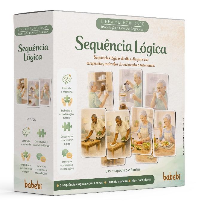 SEQUÈNCIA LÓGICA  Linha Melhor Idade - Jogo Educativo de Madeira BABEBI - EMBALADO PARA PRESENTE em Oferta na Shopee