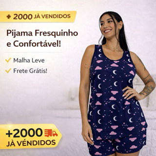 Pijama Baby Doll Feminino Meia Coxa Liganete Fresquinha Super Confortável Verão Camiseta em Oferta na Shopee