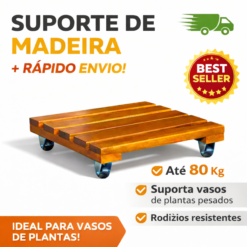 Suportes Quadrado Madeira Com Rodinhas Para Botijão Ou Vaso De Planta 30CM Suporta Até 80 kg em Oferta na Shopee