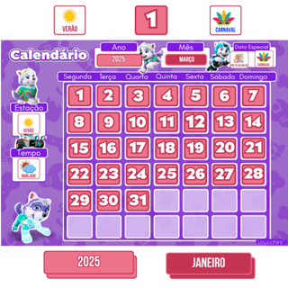 Calendário Magnético Infantil Tema Everest Patrulha Canina para Ensinar Rotina e Organização em Oferta na Shopee