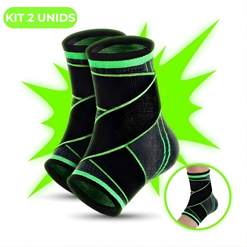 Kit 2 Tornozeleiras Ortopédica Compressão Estabilizadora Elástica Regulável Academia Esportes